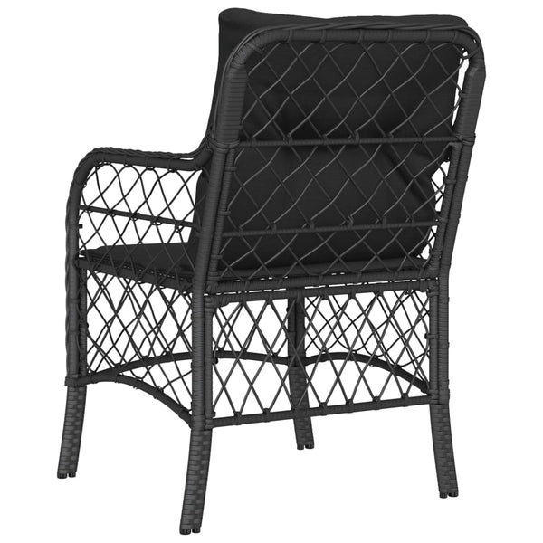 Gartenstühle mit Kissen, 2er Set, Poly Rattan Schwarz