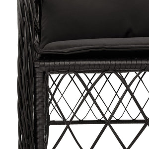 Gartenstühle mit Kissen, 2er Set, Poly Rattan Schwarz