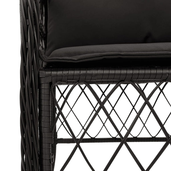 Gartenstühle mit Kissen, 2er Set, Poly Rattan Schwarz
