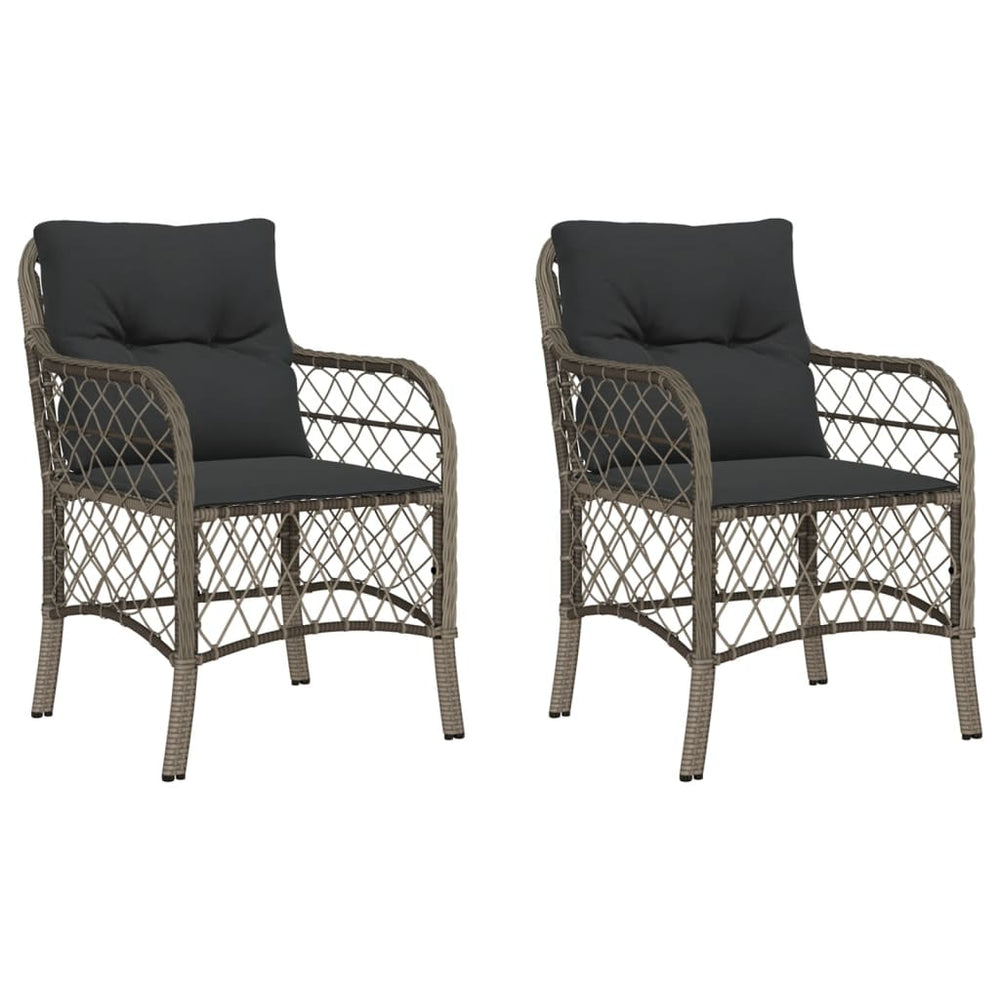 Gartenstühle mit Kissen, 2er Set, Grau