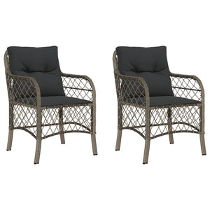 Gartenstühle mit Kissen, 2er Set, Grau