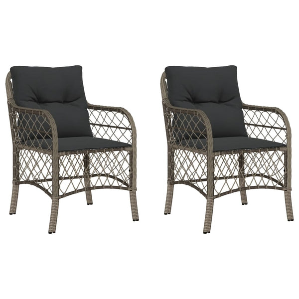 Gartenstühle mit Kissen, 2er Set, Grau