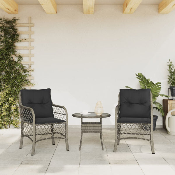 Gartenstühle mit Kissen, 2er Set, Grau