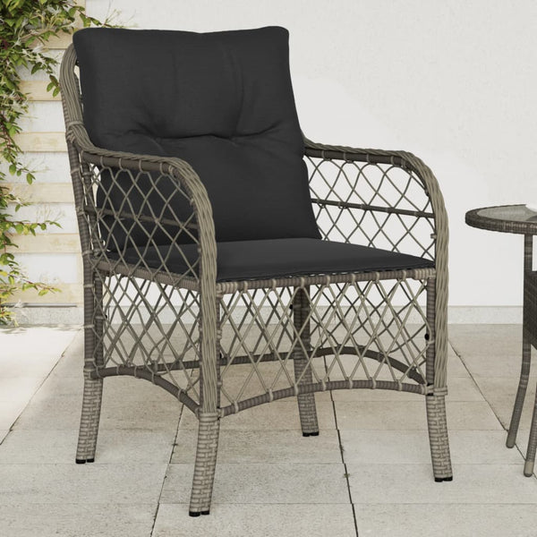 Gartenstühle mit Kissen, 2er Set, Grau