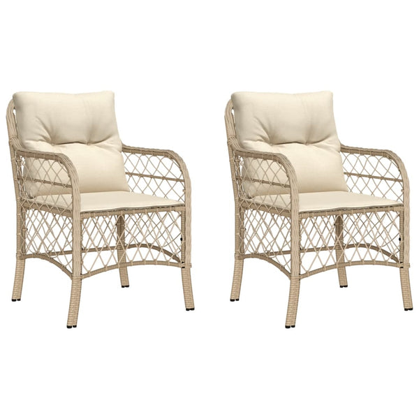 Gartenstühle mit Kissen, 2er Set, Beige Rattan