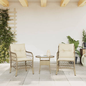 Gartenstühle mit Kissen, 2er Set, Beige Rattan