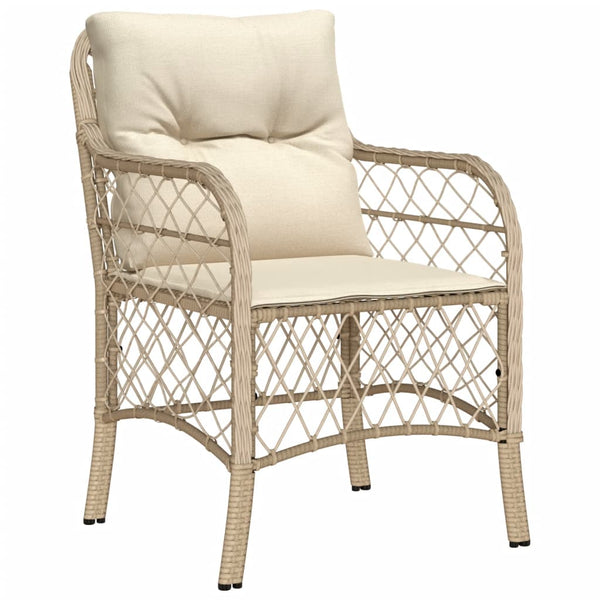 Gartenstühle mit Kissen, 2er Set, Beige Rattan