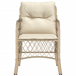 Gartenstühle mit Kissen, 2er Set, Beige Rattan