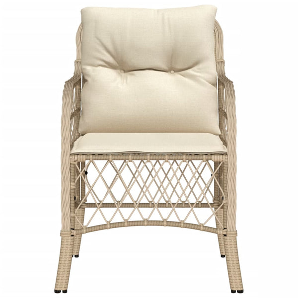 Gartenstühle mit Kissen, 2er Set, Beige Rattan