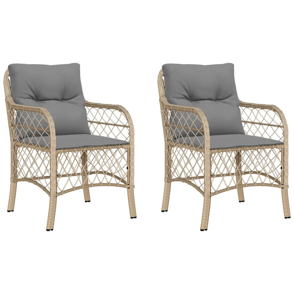 Gartenstühle mit Kissen, Poly Rattan, 2er Set
