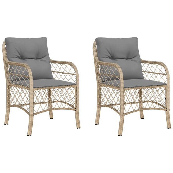 Gartenstühle mit Kissen, Poly Rattan, 2er Set