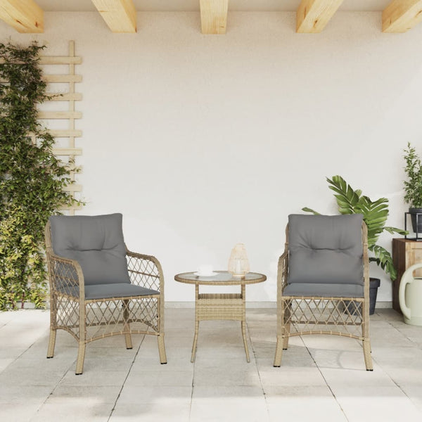 Gartenstühle mit Kissen, Poly Rattan, 2er Set