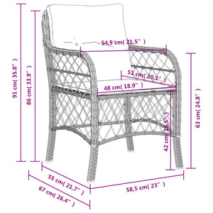 Gartenstühle mit Kissen, Poly Rattan, 2er Set