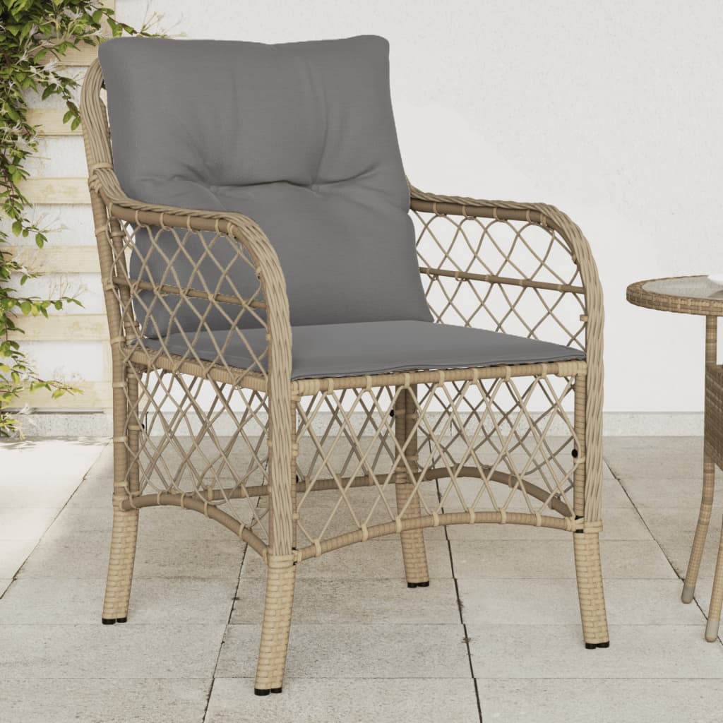 Gartenstühle mit Kissen, Poly Rattan, 2er Set