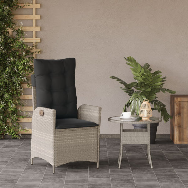 Verstellbarer Gartensessel Hellgrau mit Kissen