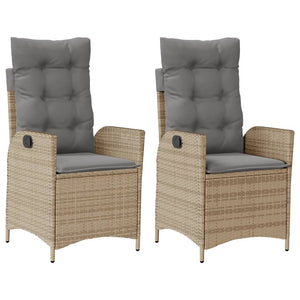 Gartensessel Kissen 2er Set Poly Rattan Beige
