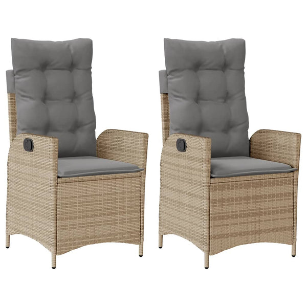 Gartensessel Kissen 2er Set Poly Rattan Beige