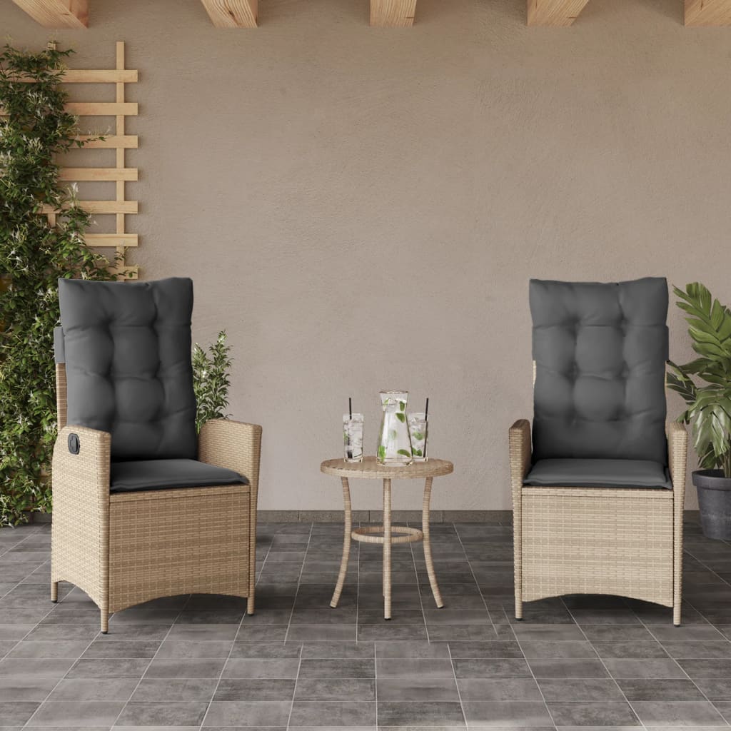 Gartensessel Kissen 2er Set Poly Rattan Beige