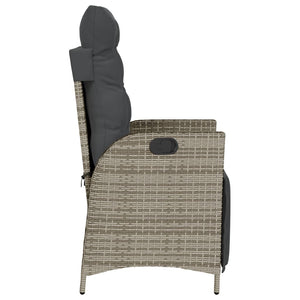 Verstellbarer Gartensessel mit Fußteil Grau Rattan