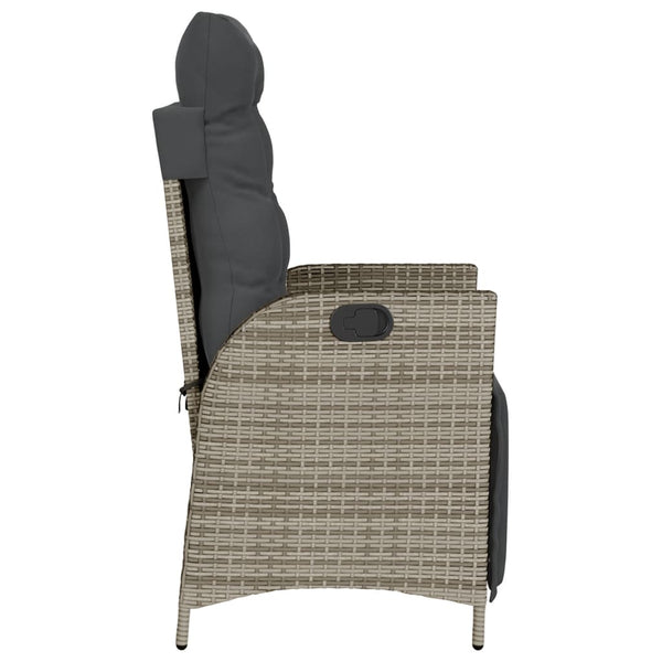 Verstellbarer Gartensessel mit Fußteil Grau Rattan