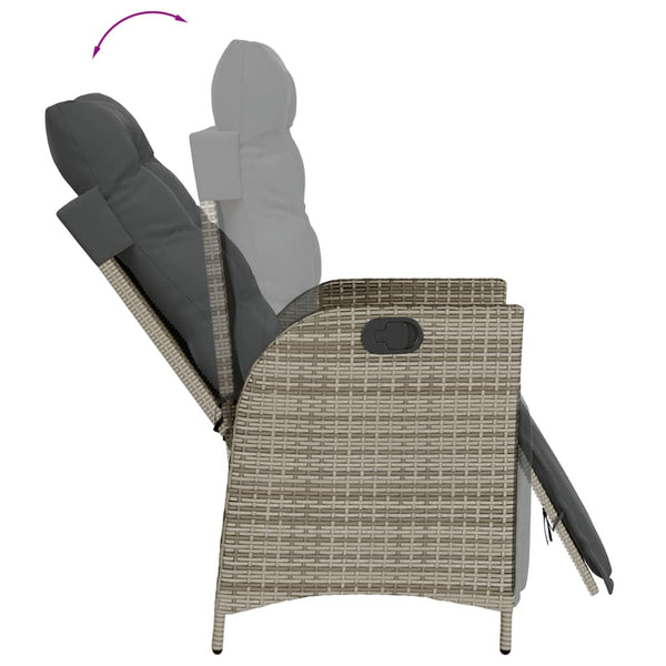 Verstellbarer Gartensessel mit Fußteil Grau Rattan