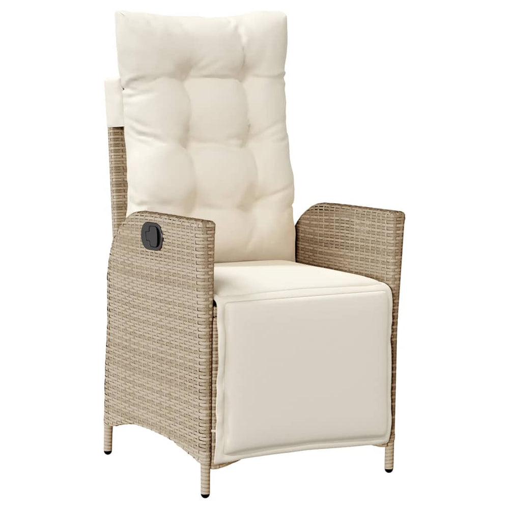 Verstellbarer Gartenstuhl mit Fußteil Beige Rattan