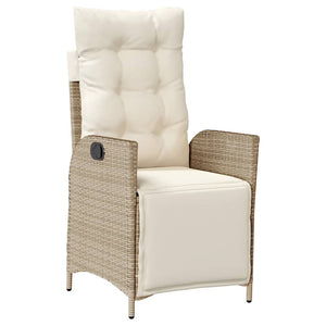 Verstellbarer Gartenstuhl mit Fußteil Beige Rattan