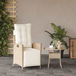 Verstellbarer Gartenstuhl mit Fußteil Beige Rattan