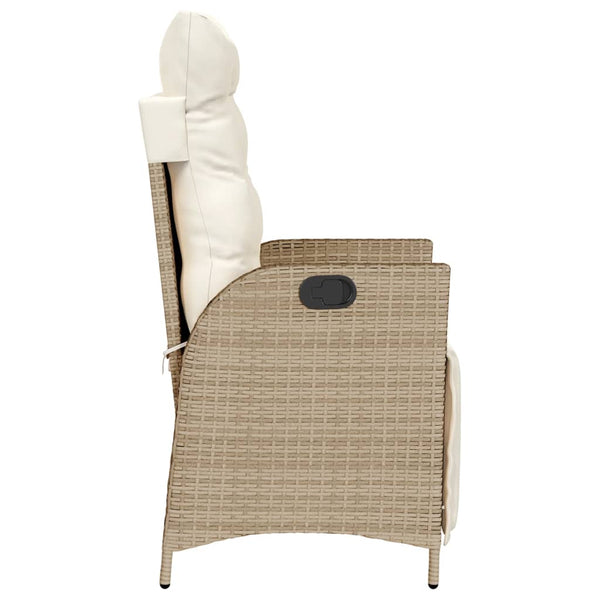 Verstellbarer Gartenstuhl mit Fußteil Beige Rattan