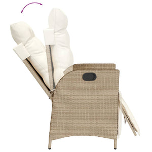 Verstellbarer Gartenstuhl mit Fußteil Beige Rattan