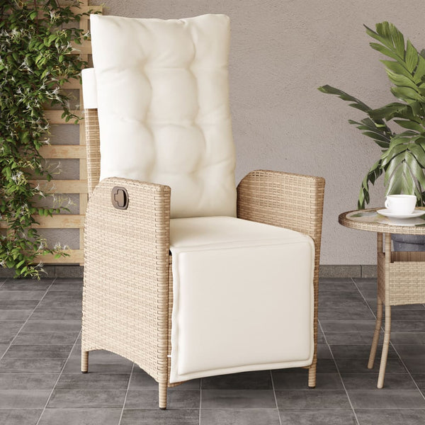 Verstellbarer Gartenstuhl mit Fußteil Beige Rattan