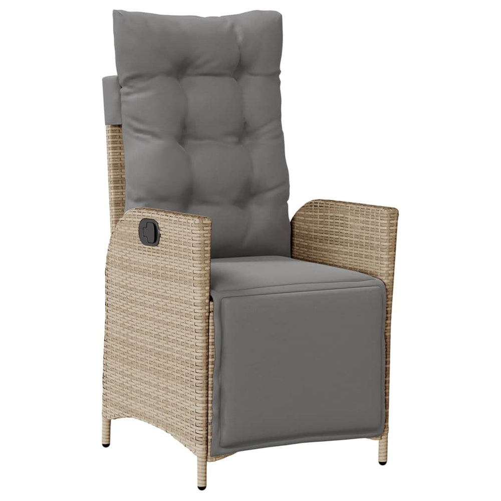 Verstellbarer Gartensessel mit Fußteil Poly Rattan Beige