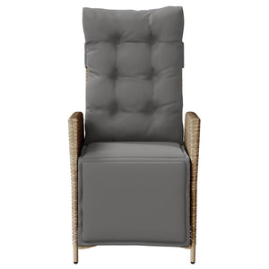 Verstellbarer Gartensessel mit Fußteil Poly Rattan Beige
