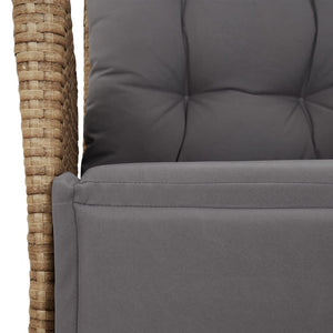 Verstellbarer Gartensessel mit Fußteil Poly Rattan Beige