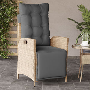 Verstellbarer Gartensessel mit Fußteil Poly Rattan Beige