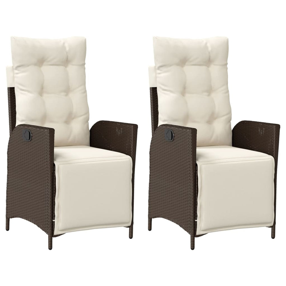 vidaXL Fauteuils de jardin avec repose-pieds 2 pcs Réglable Rotin synthétique Marron