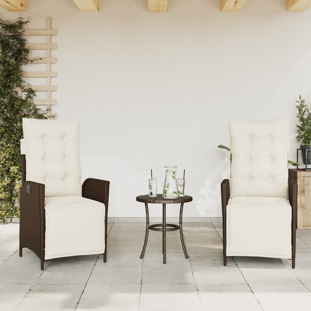 Verstellbare Gartensessel mit Fußteil, 2er-Set Braun
