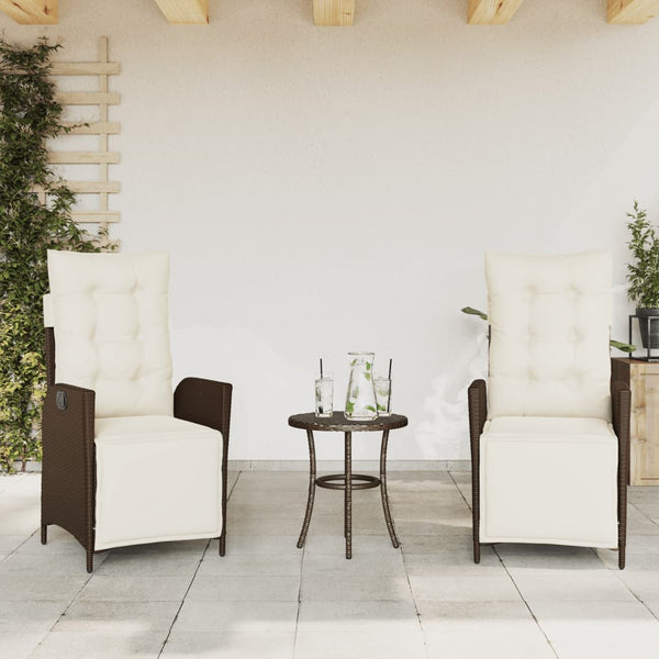 Verstellbare Gartensessel mit Fußteil, 2er-Set Braun