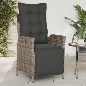 Gartensessel mit Fußteil 2er Set Grau