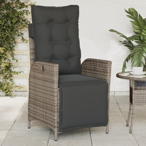 Gartensessel mit Fußteil 2er Set Grau