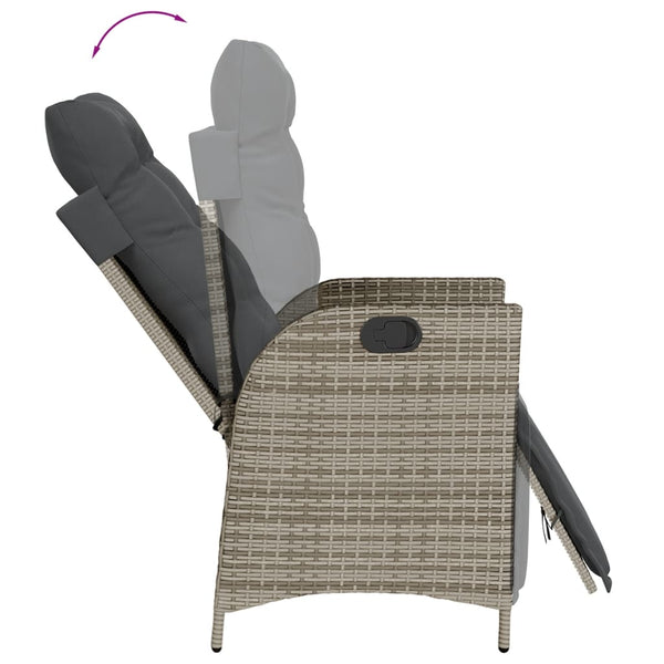 Gartensessel mit Fußteil 2er Set Grau