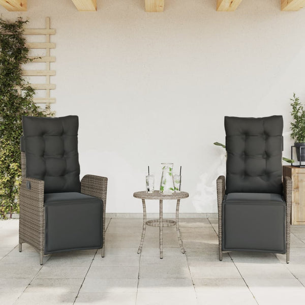 Gartensessel mit Fußteil 2er Set Grau