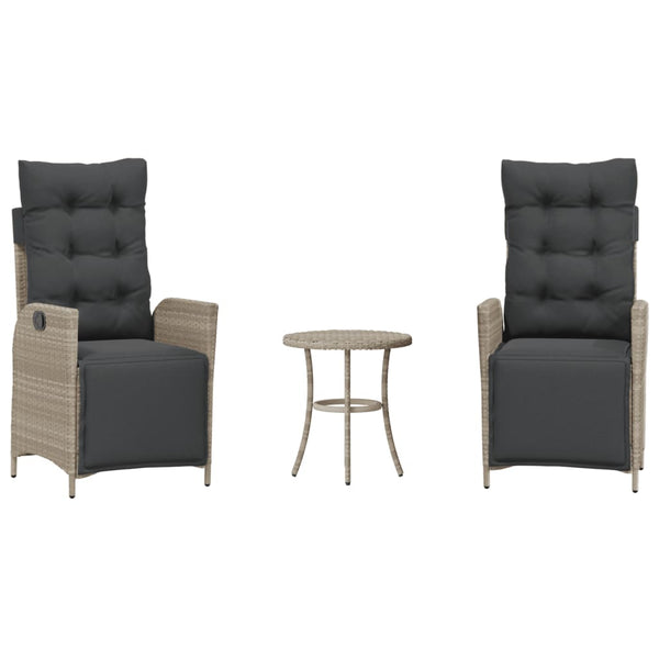 3-tlg. Bistro-Set Hellgrau Poly Rattan