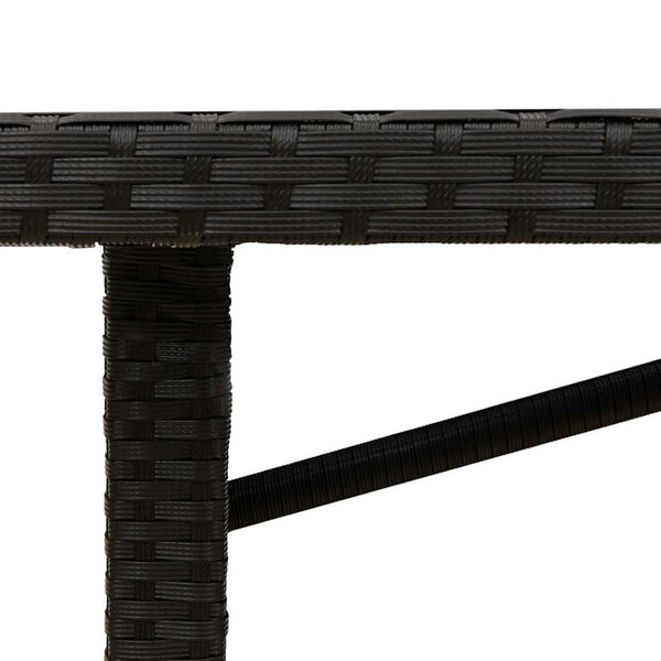 Schwarzer Gartentisch mit Glasplatte 190x80 cm