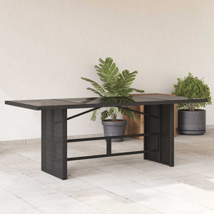 Schwarzer Gartentisch mit Glasplatte 190x80 cm