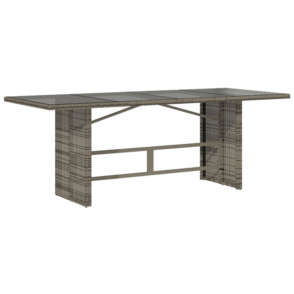 Gartentisch Grau mit Glasplatte 190x80 cm