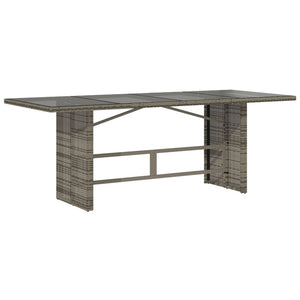 Gartentisch Grau mit Glasplatte 190x80 cm