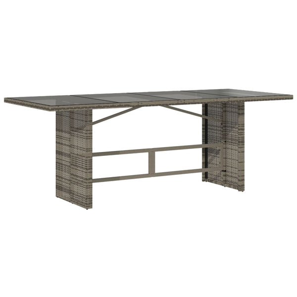 Gartentisch Grau mit Glasplatte 190x80 cm