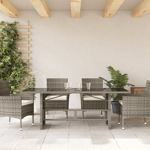 Gartentisch Grau mit Glasplatte 190x80 cm