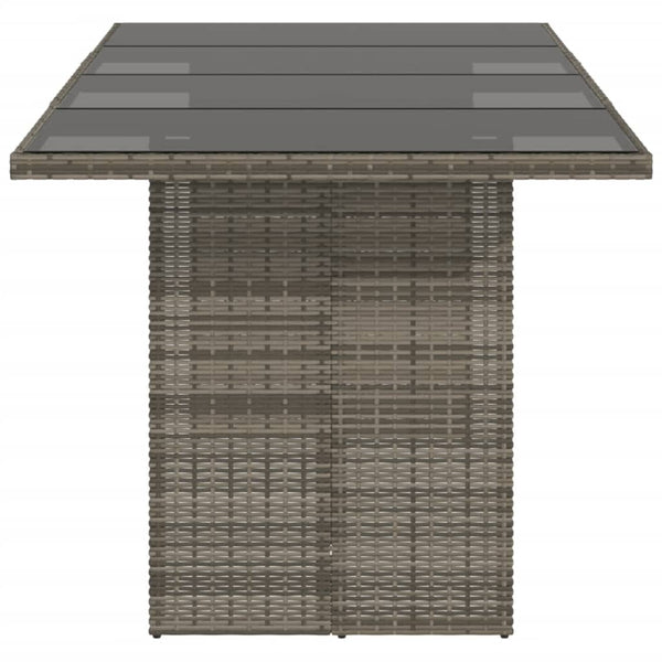 Gartentisch Grau mit Glasplatte 190x80 cm